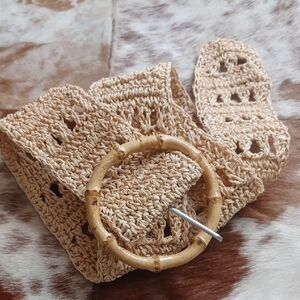 Crochet Belt With Bamboo Buckle